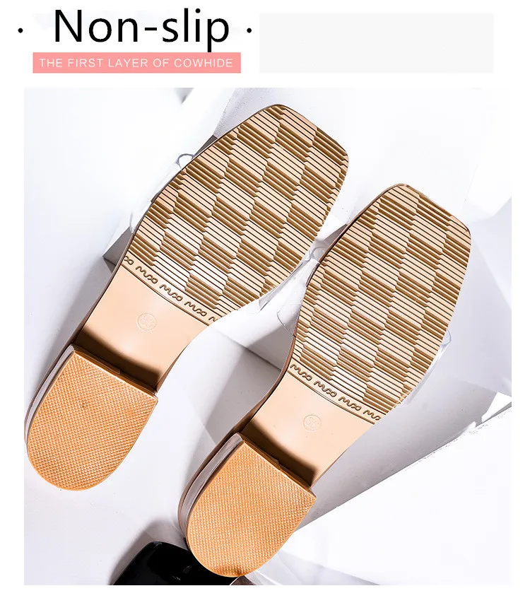 Women Slippers Summer PVC Transparent Jelly Color Square Heel Slides Flip Flops Vacation Casual Ladies Fashion Slip on Flat