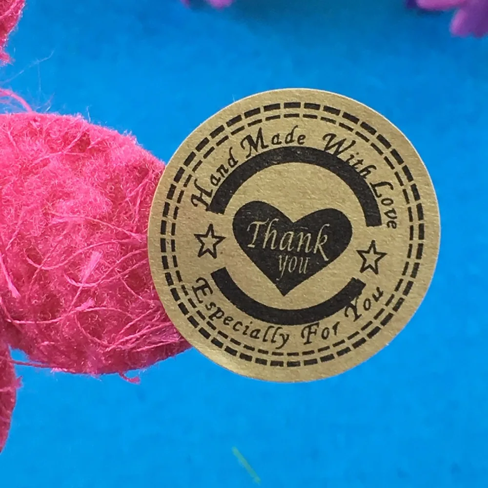 5000 шт./лот 3 см круглые спасибо любовь самоклеящиеся наклейки крафт-этикетка