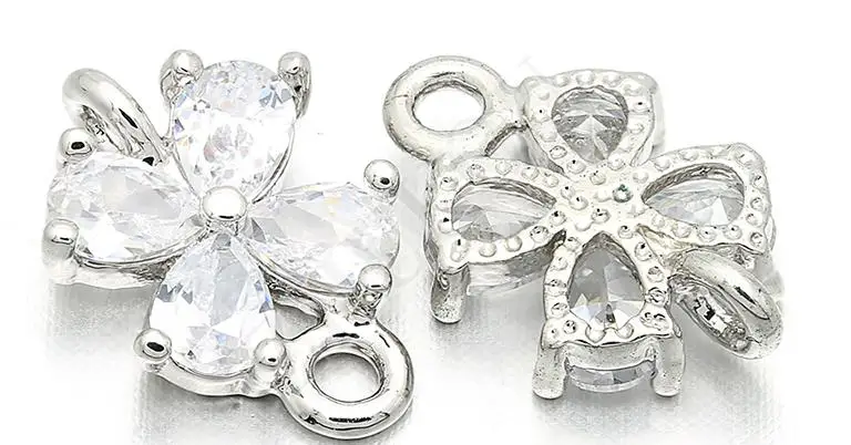 Rhodium 8*12 мм латунные кубические циркониевые цветочные разъемы для DIY ювелирных изделий Аксессуары части, Модель: VS39 - Цвет: Rhodium