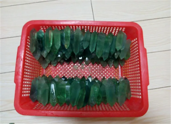 500 grams natural stone crystal pillar green fluorite double point home decoration |