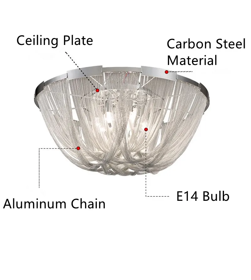 Роскошный потолочный светильник с алюминиевой цепочкой и кисточками
