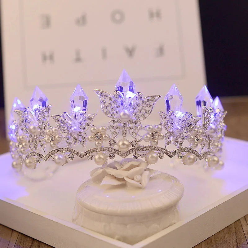 Свадебная тиара в виде бабочки свадебная светящаяся корона для девушек