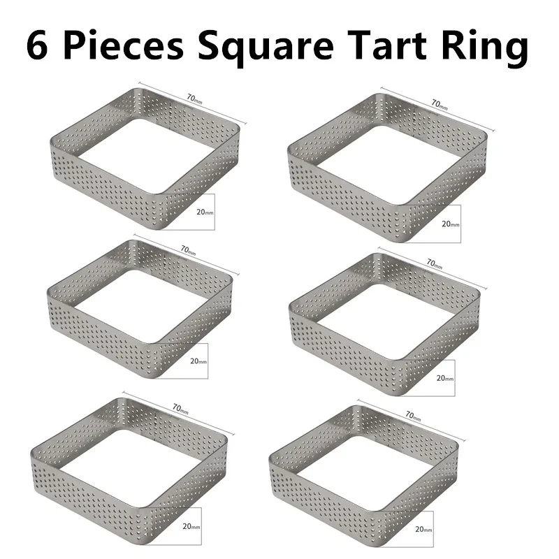 6PCS Square Ring SHENHONG несколько стилей пирожное кольцо формы для торта силиконовая форма для выпечки Формы Для Выпечки Кондитерская сковорода украшение для выпечки - Цвет: 6PCS Square Ring
