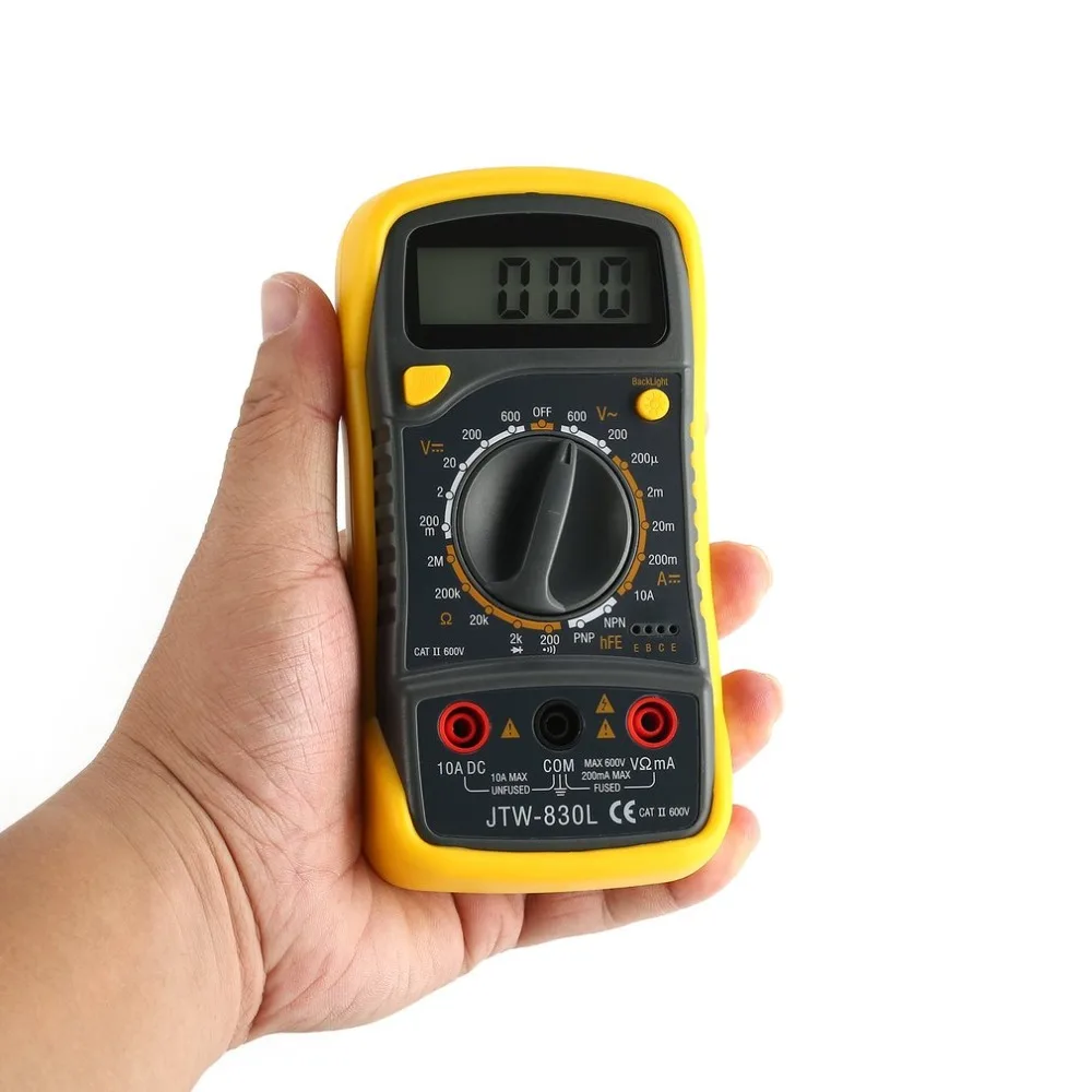 JTW 830L Цифровой мультиметр портативный мини цифровой 1999 отсчетов AC/DC Вольт Ампер hFE