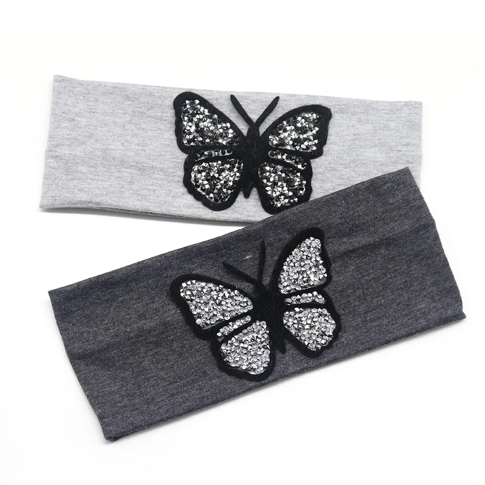 Женская повязка на голову с бабочками летняя модная эластичная Стразы для