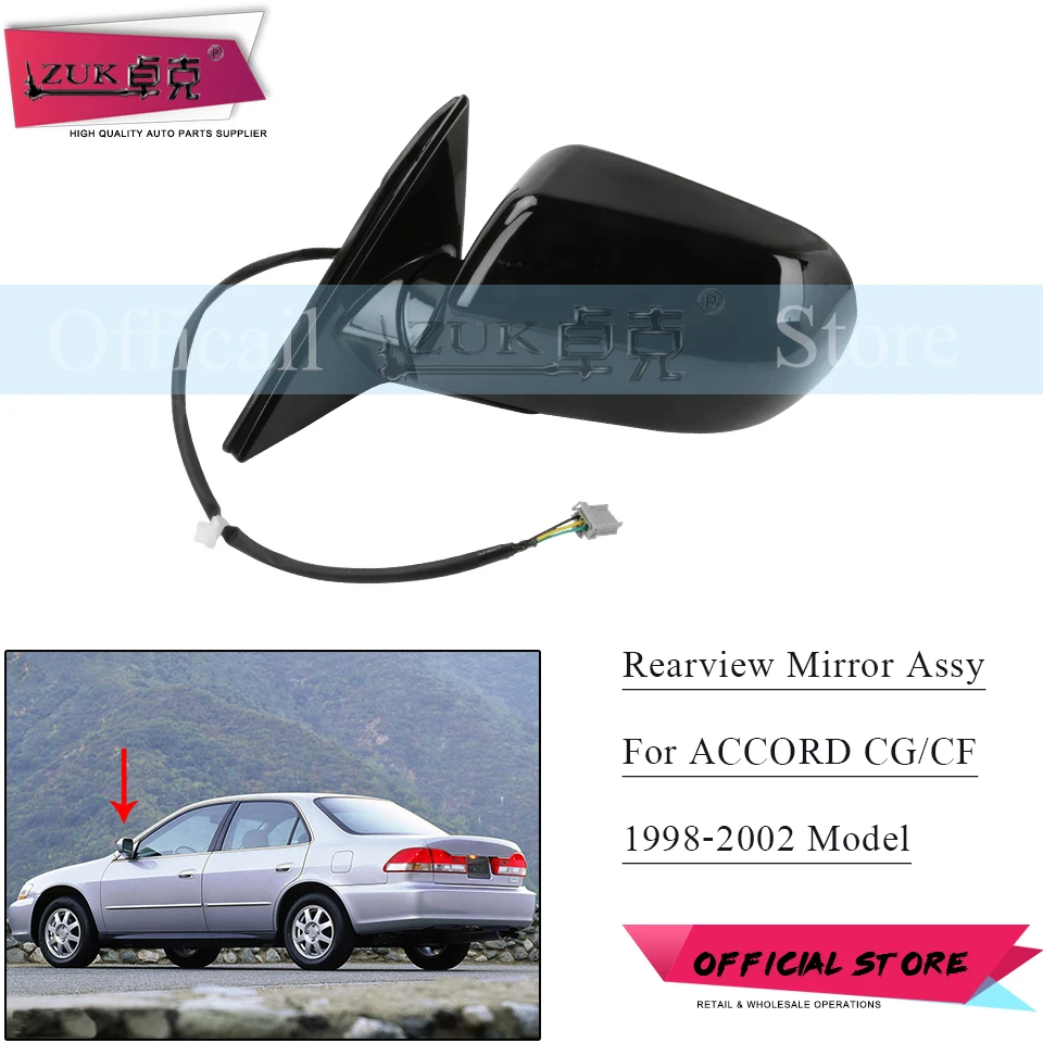 ZUK внешний резервный Зеркало заднего вида в сборе для HONDA ACCORD 1998 1999 2000 2001 2002 CF9 CG1 CG5 черный Цвет 3 штыря
