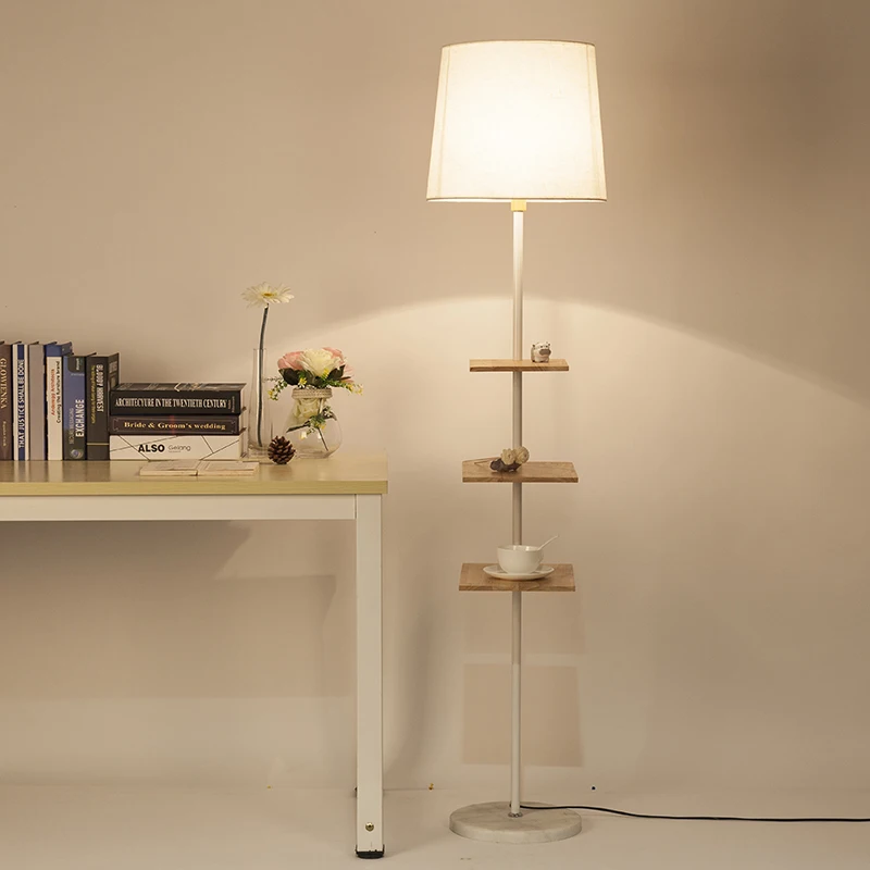 Creative Nordic Modern Minimalist Wood Fabric Led E27 Floor Lamp With Tea Table For Living Room Bedroom Study Deco H 170cm 2291 | Лампы и