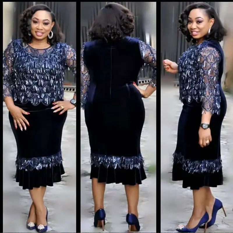 2018 бархатное Новогоднее женское рождественское платье с блестками и кисточками