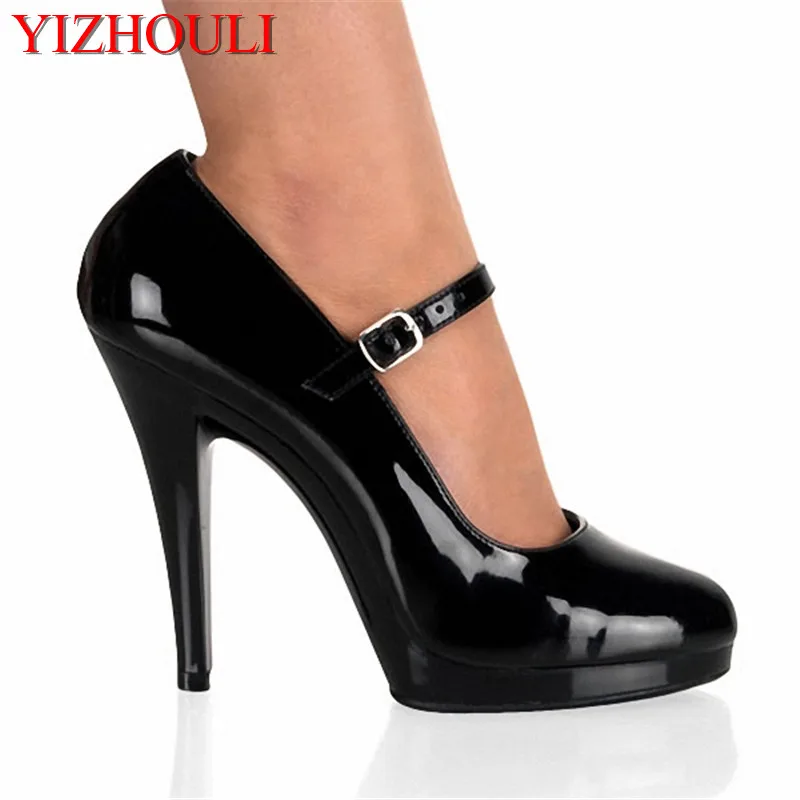 Туфли лодочки на высоком каблуке 13 см водонепроницаемые с круглым носком|high heel