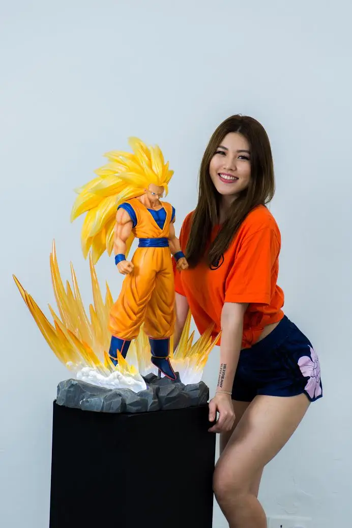 Высокое качество Большой 75 см 1:3 Супер Saiyan 3 Сунь Укун Сон Гоку Kakarot Статуэтка игрушки Фигурки Быстрая