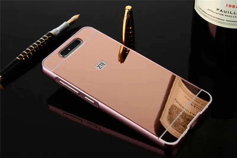 Rose Golden Для zte Blade V8 Чехол, роскошная розовая Золотая алюминиевая зеркальная задняя крышка, чехол для zte V8 V 8, чехол, Защитные чехлы для телефонов - Цвет: Rose Golden