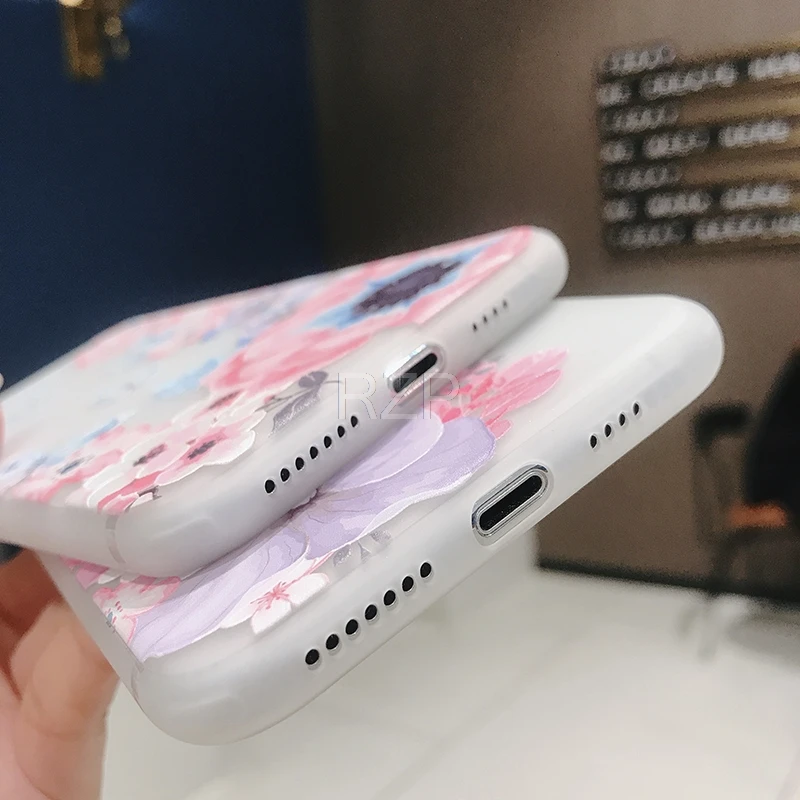 Чехол для телефона RZP с цветком Бампер Apple iPhone 5 6 6S 7 8 Plus Xs Max XR задняя крышка мягкий
