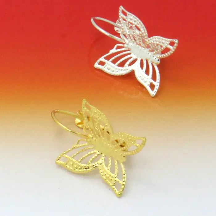 20pc 16.5mm French Hook Earring Butterfly-shaped Pad Silver plated /Gold plated Earring Findings and Setting for DIY Making