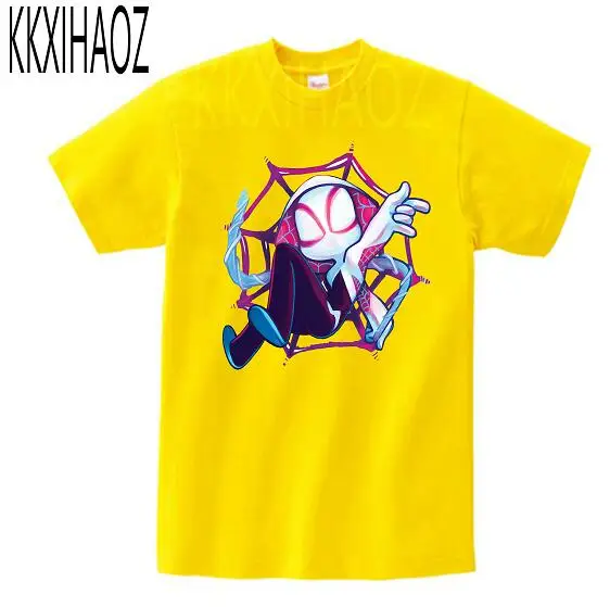 yellow childreTshirt Новинка года; модная футболка с принтом «Человек-паук» Веселая футболка детская футболка с принтом популярная летняя футболка - Цвет: yellow childreTshirt