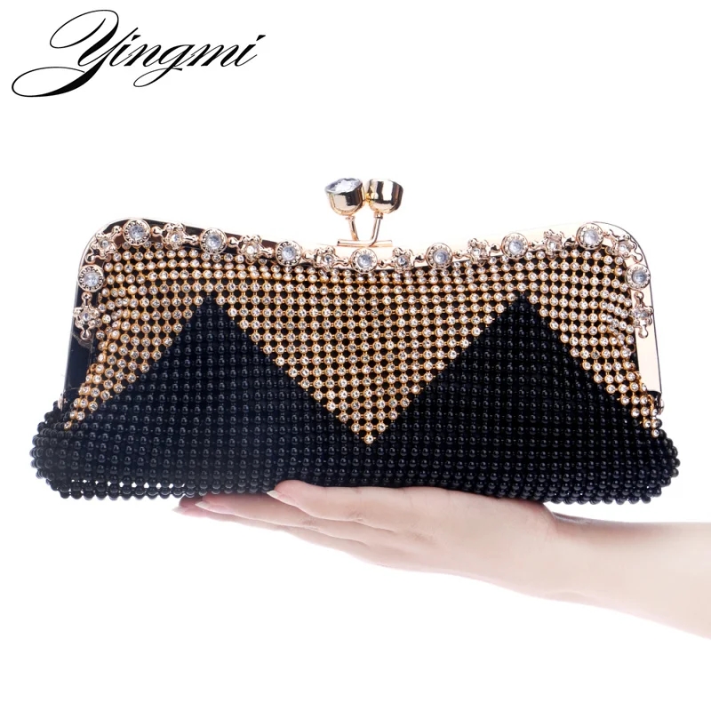 Yingmi Для женщин день сцепления Вечерние сумки бриллиантами из бисера мягкая