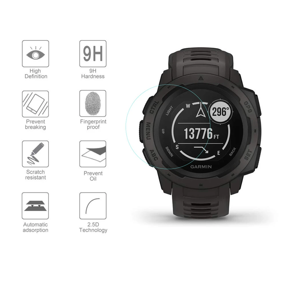 5 шт. Полный экран протектор пленка для Garmin Instinct Watch HD 9 H 2.5D закаленное защитное стекло Взрывозащищенный Защитная пленка против царапин