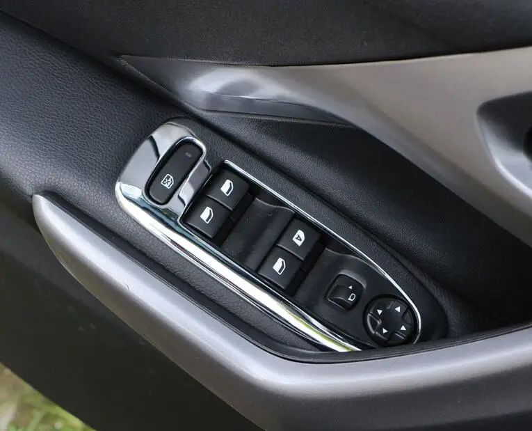 ABS Chrome автомобиля Внутренний дверной ручки Панель Стикеры переключатель окна