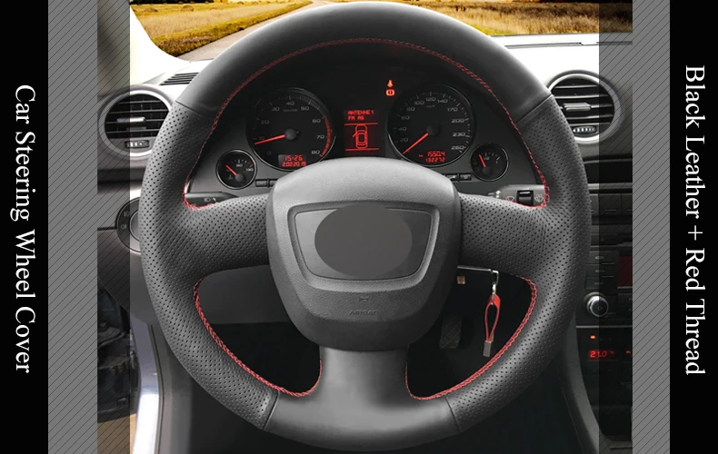 Lqtenleo черная искусственная кожа DIY автомобиля рулевое колесо Крышка для Audi A3(8 P) 2004-2013 A4(B8) 2003-2010 A5 2008-2010 A6(C6