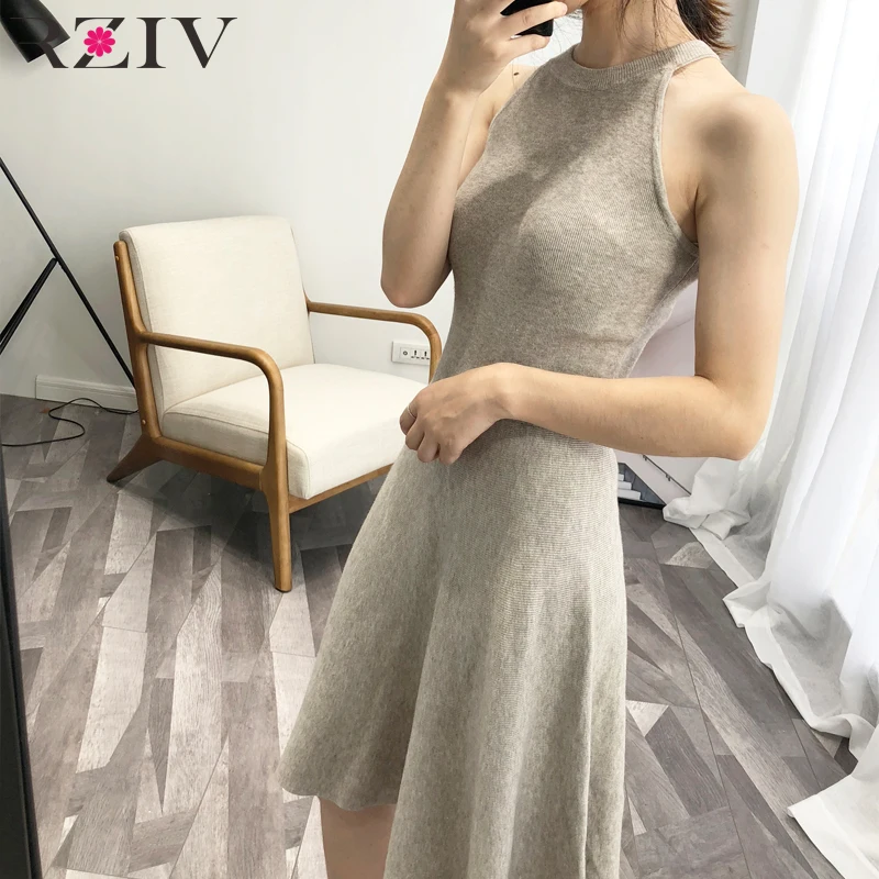 RZIV fall women knitted dress and long slim sweater sexy vest for big swing lady | Женская одежда