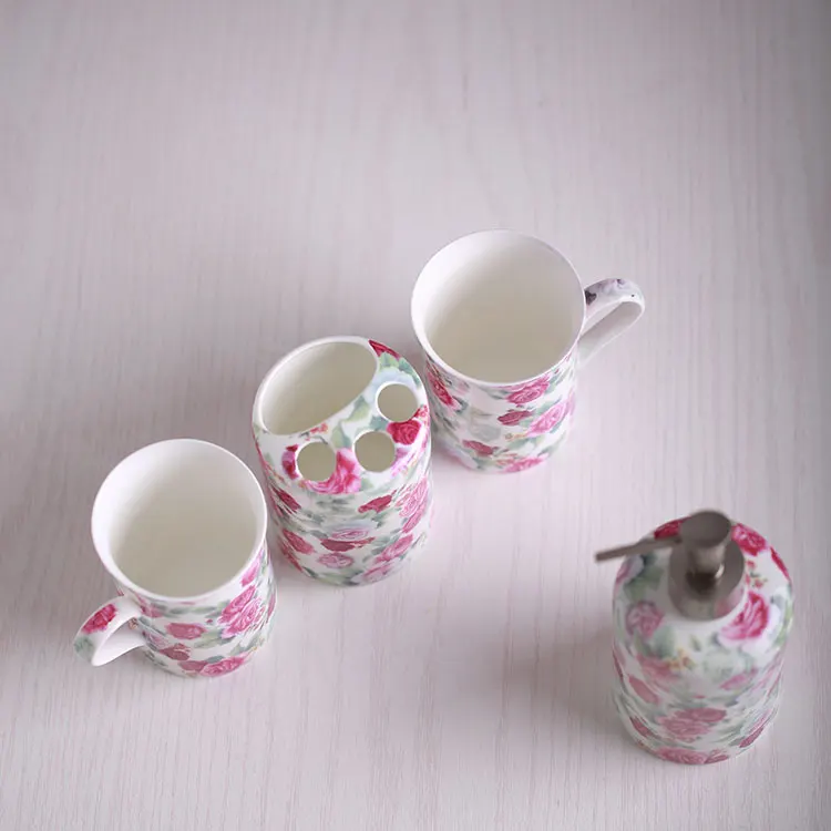 Soap Dish Dispenser Toothbrush Holder &amp Tumbler Ceramic 5-Piece Bone China Bathroom Accessory Set | Дом и сад