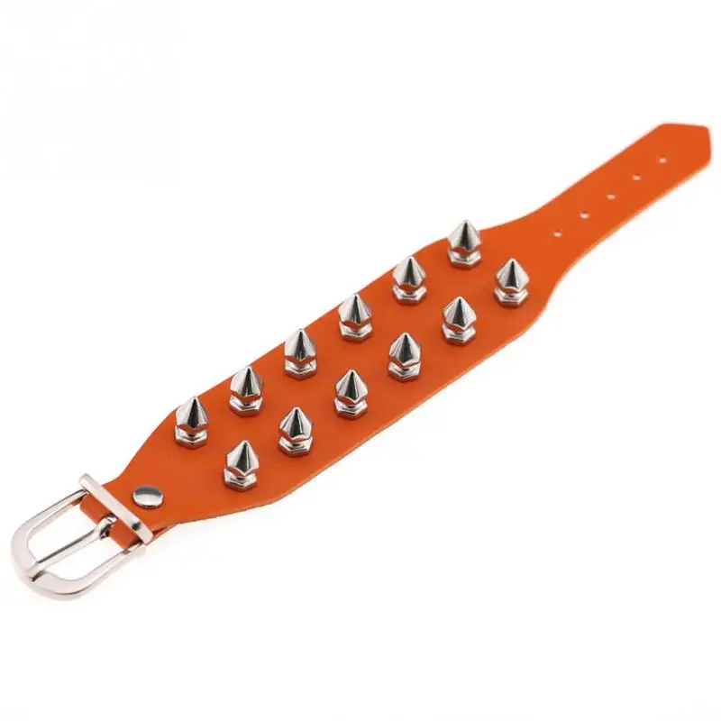 Рок стиль панк Девушка Мужчины заклепки ПУ унисекс модные кожаные браслеты Спайк заклепки регулируемый ручной браслет ювелирные аксессуары - Окраска металла: 3