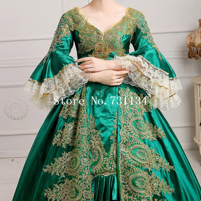Платье Антуанетты с принтом королевское зеленое кружевное платье для танцев |