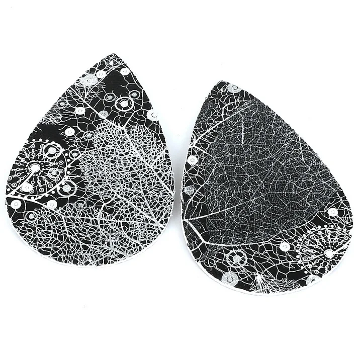 56x37mm 2pcs Модный плед Леопардовый принт искусственная кожа Шарм кулон Овальный капли воды серьги аксессуары для DIY серьги изготовление ювелирных изделий - Цвет: 56x37mm 2pcs