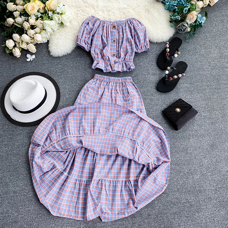 ALPHALMODA/модные комплекты юбок пуловеры однобортный укороченный топ + эластичная