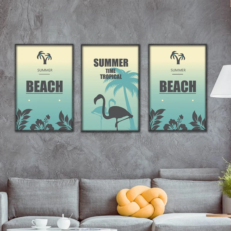 IOIOI Beach Flamingo настенный художественный постер настенные фотографии простые