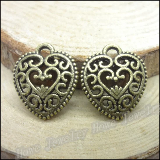 Оптовая продажа 100 шт винтажные Подвески Сердце Любовь Кулон Античная бронза