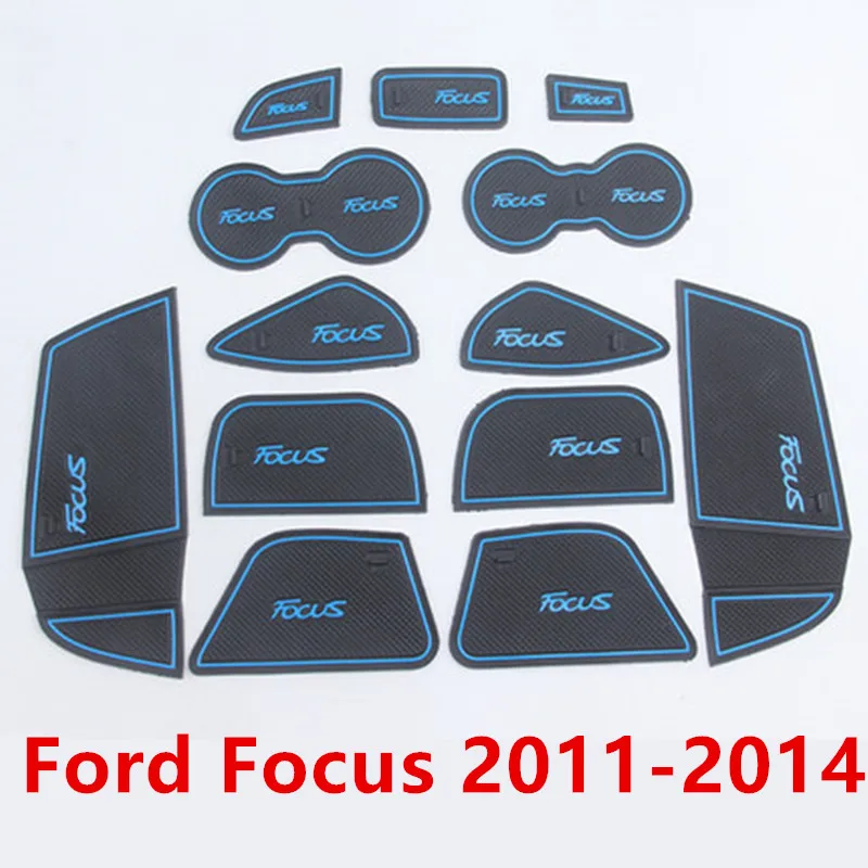 Белый Противоскользящий слот для ворот коврик резиновая подставка для Ford Focus 3 MK3 2011- pre-facelift ST RS аксессуары Автомобильные наклейки 13 шт - Название цвета: Белый
