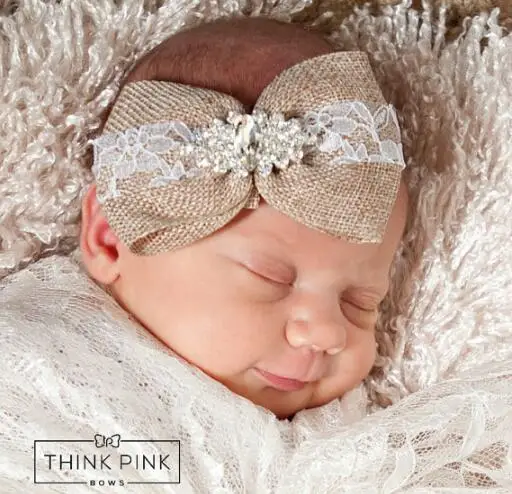 2017 аксессуары для волос новорожденных повязка на голову с бантом из льна