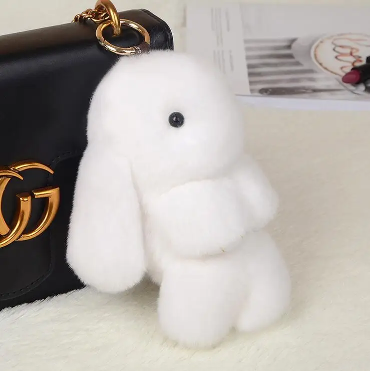 Брелок для ключей с милым Кроликом пушистый брелок помпоном из искусственного