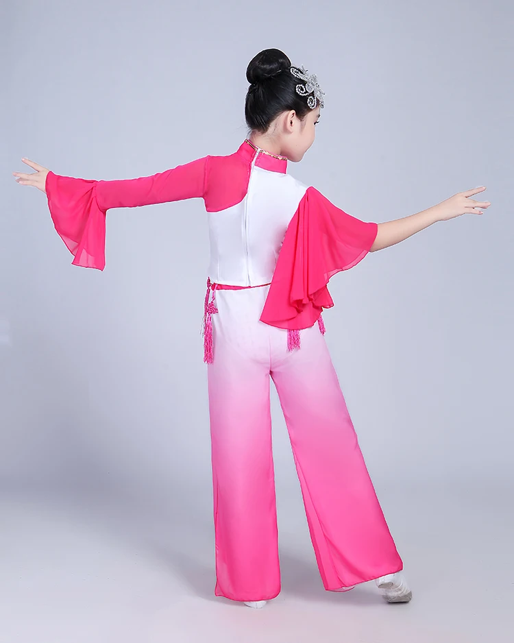 Китайский стиль Hanfu Детская Классическая одежда Yangko для девочек национальная