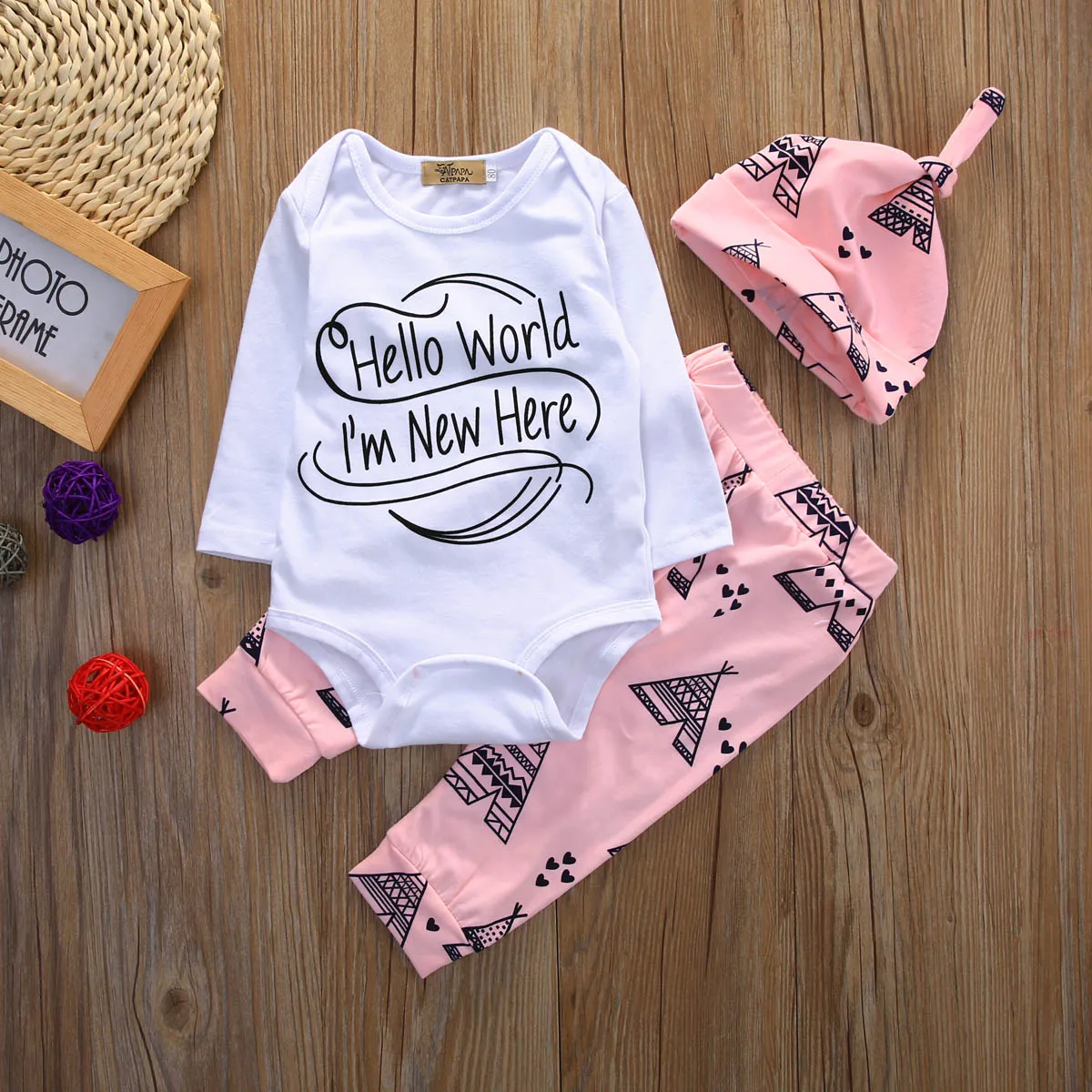 Hi Baby Store/комплект из 3 предметов хлопковый комбинезон для новорожденных девочек