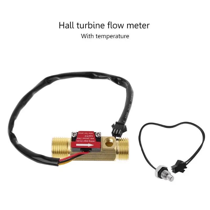 G1/2&quot Brass Hall Flow Rate Meter NTC Temperature Measurement Water Sensor | Meters