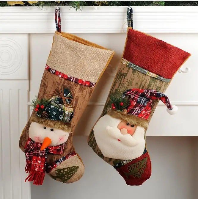 2 комплекта роскошный Рождество украшение для дома Санта Чулок подарок Сумки Merry
