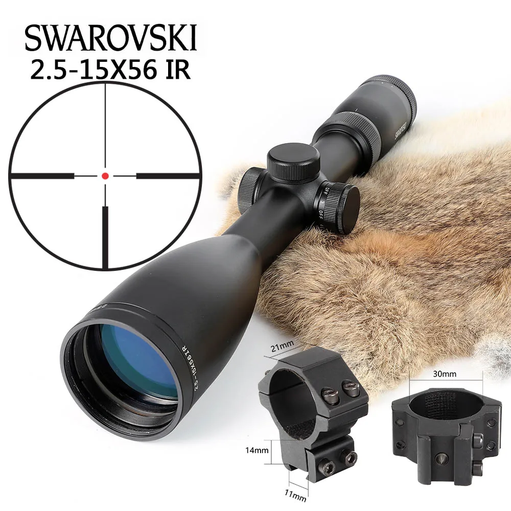 Имитация Swarovskl 2,5-15x56 IRZ3 прицел F15 красная точка сетка Охотничья винтовка прицелы Сделано в Китае - Цвет: with Dovetail Rings