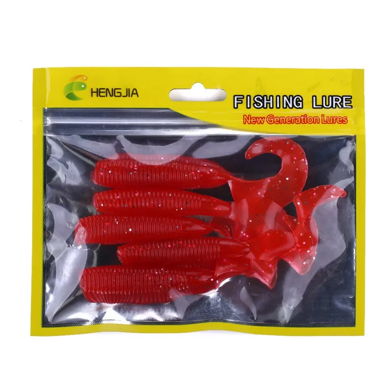 Red 5 шт., 7,7 г, 10 см, мягкая силиконовая приманка для рыбной ловли, искусственная приманка для рыбной ловли, приманка для весенней рыбалки, приманка для ловли нахлыстом, Высококачественная упаковка - Цвет: Red