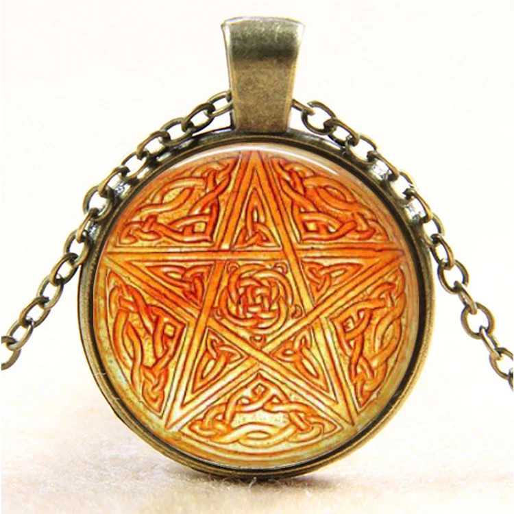 Ожерелье со стеклянной подвеской в виде дракона винтажное бронзовое