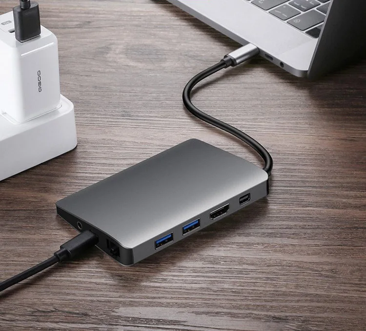 Док-станция USB C type C для Macbook USB C-HDMI Mini DP 4K RJ45 Ethernet USB 3,0 аудио 3,5 мм Тип C зарядная док-станция для ноутбука
