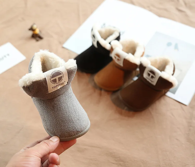 Winter new children's snow boots suede children's cotton shoes thick hair soft bottom baby cotton boots
