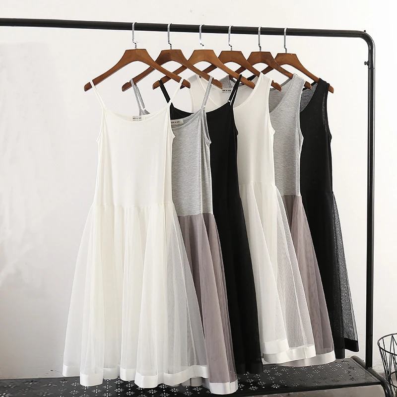 Женское Сетчатое платье на бретельках базовое из модала весну лето 2018|tank dress|mesh