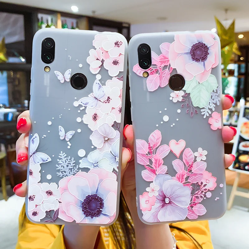 Чехол для Xiaomi Redmi Note 7 5A S2 6 Pro 5 4X 4A 5X Mi A1 6X 9 8 Lite Мягкий ТПУ чехол с цветочным узором |