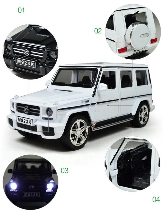 Mercedes G55 модель автомобиля 1:24 Масштаб сплава отступить Автомобили внедорожник, отлитый под давлением мигает для мальчиков и девочек, игрушки