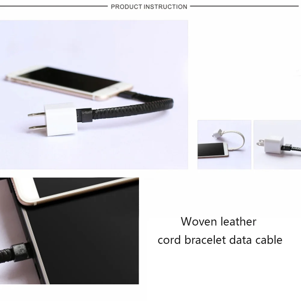 

Portable Sports Braided Bracelet USB Charging Data Cable Cord for Type-C/ Androids/ Apple DX88