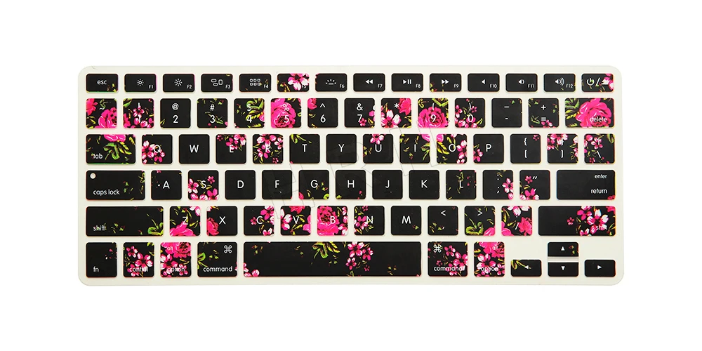 1 шт. черный цветочный узор силиконовая клавиатура для ноутбука Защитная пленка