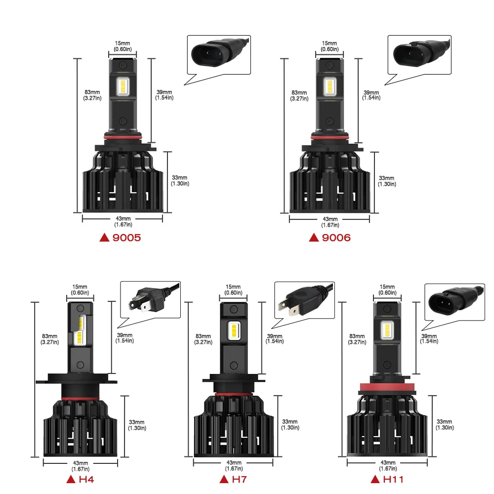 NOVSIGHT H7 светодиодный H4 H11 9006 9005 яркие автомобильные лампы, лампы 100W 20000LM декодер светодиодная фара головного света автомобиля передние фары 6000K 12V 24V