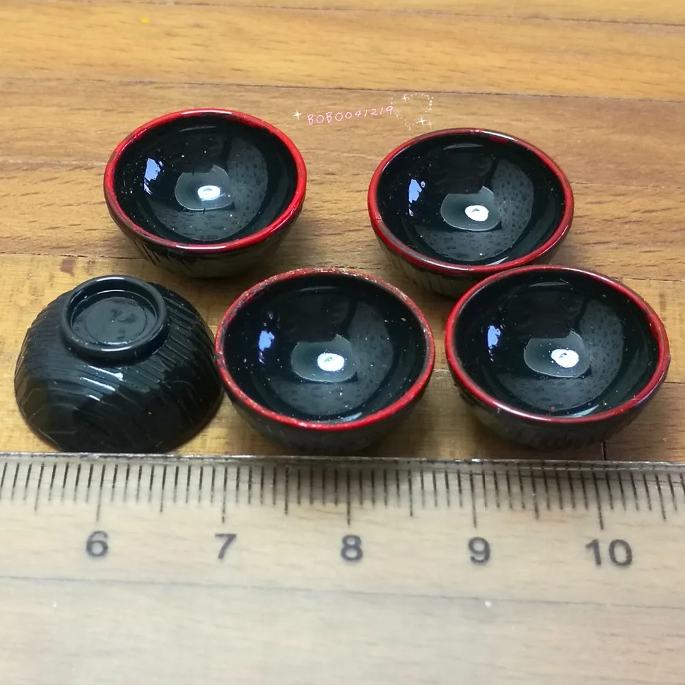Dollhouse Miniature 1:12 Toy 5 Pcs Plastic Small Size Black Bowls L1.8cm SPO711 | Игрушки и хобби