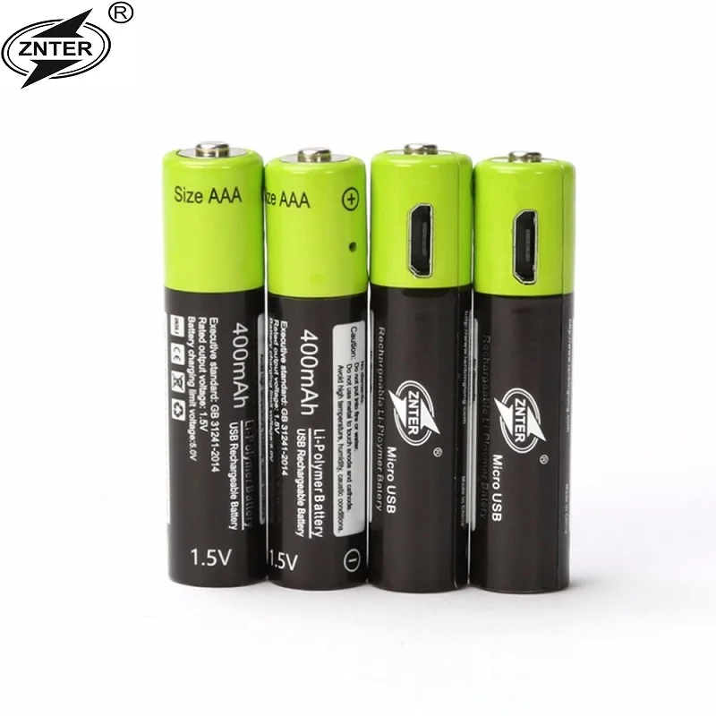 4 шт. аккумуляторные литий-ионные батарейки 1 5 В AAA Micro USB литий-полимерные элементы
